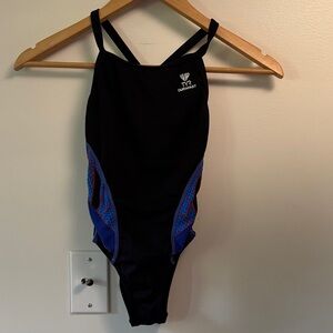 TYR Kids Swim One Piece - Black and Blue size 24